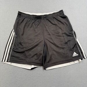 Adidas Basketball Shorts Men's XL Black Reversible Trefoil Mesh Lined Athletic